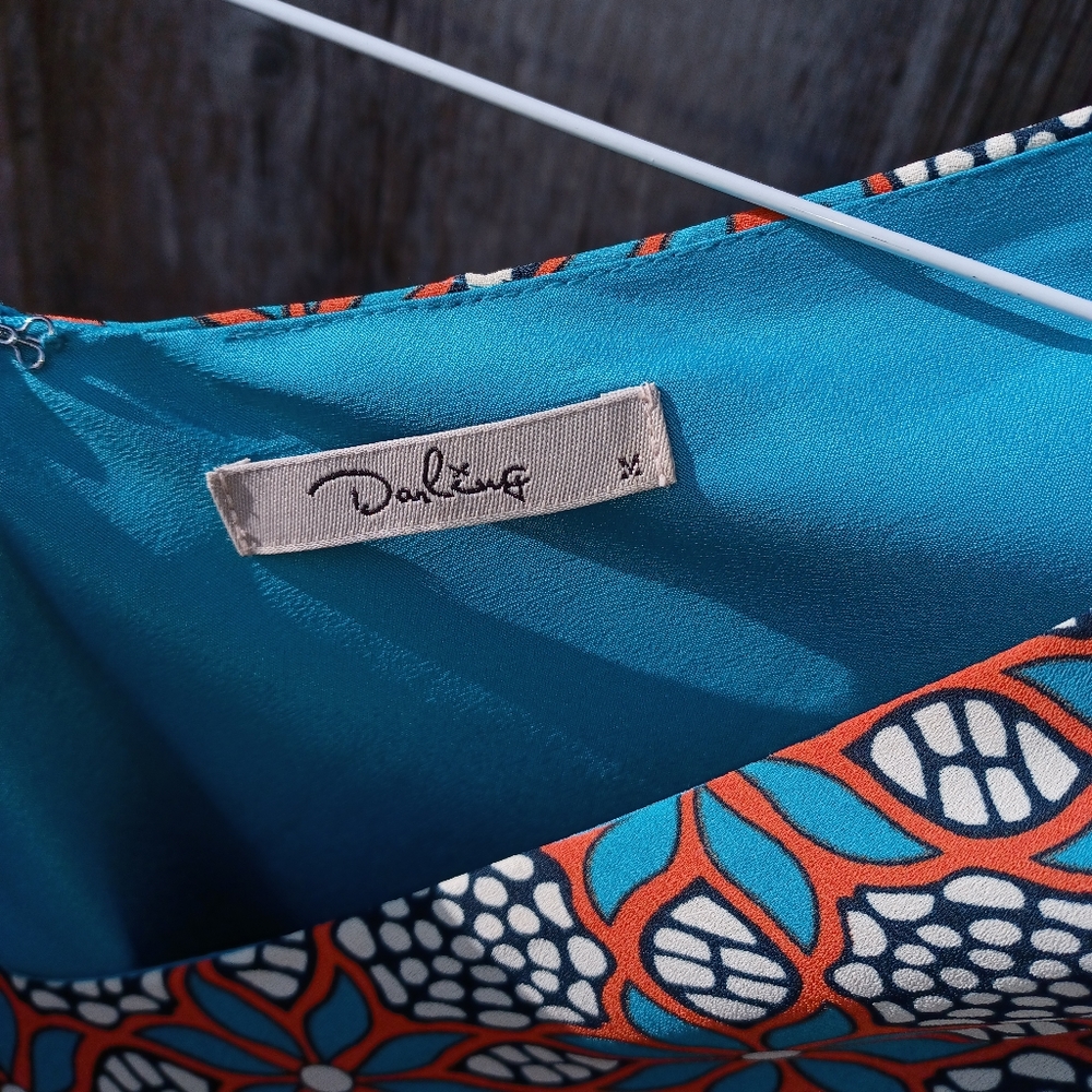Darling Dress, Teal and Orange Midi - Picture 5 of 5